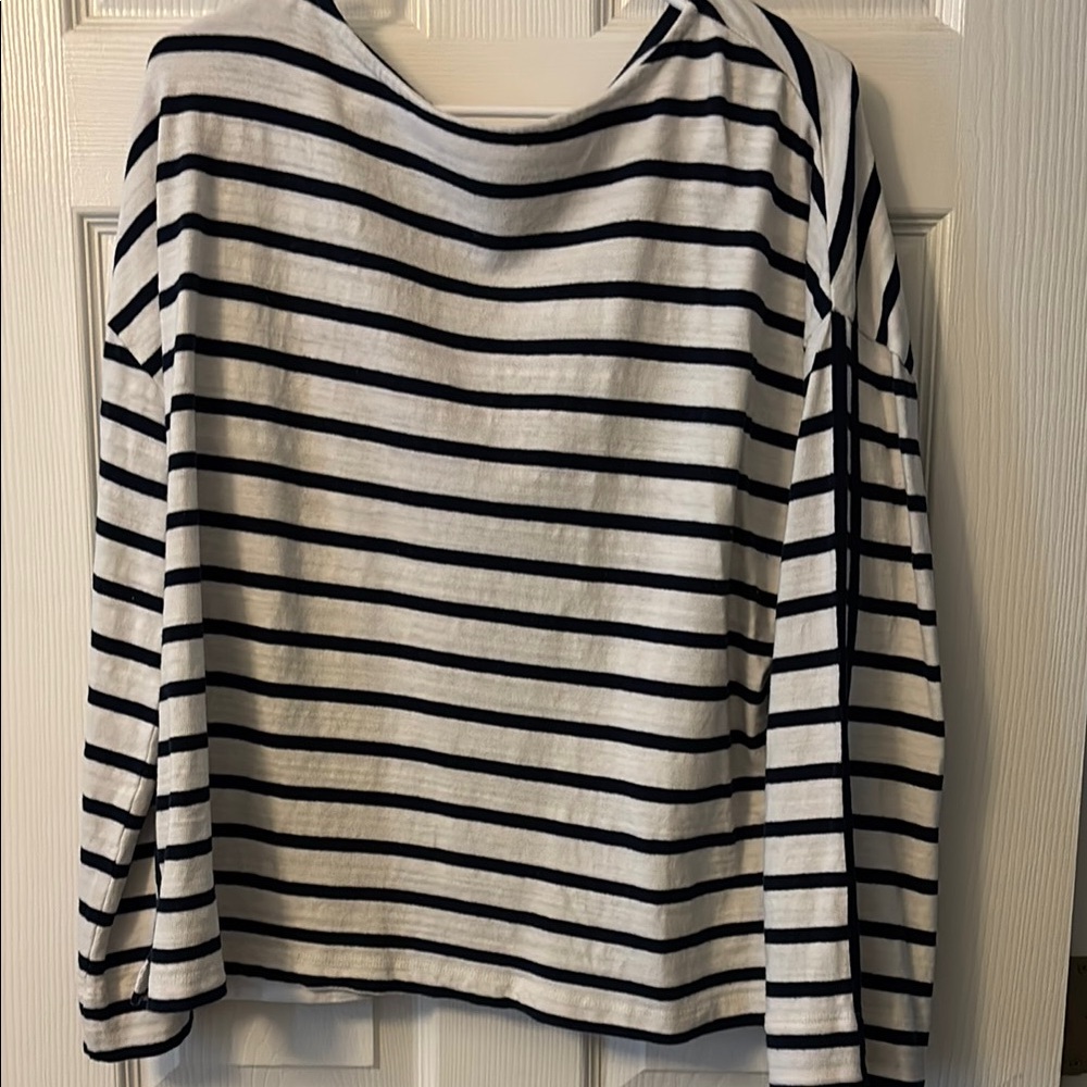 Striped navy and White Long Sleeve Top